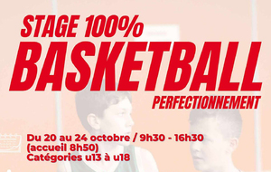 Les inscriptions pour le stage 100% basketball du mois d'octobre sont ouvertes !
