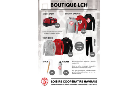 De nouveaux produits disponibles dans la boutique du LCH Basket !