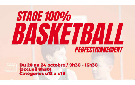 Les inscriptions pour le stage 100% basketball du mois d'octobre sont ouvertes !