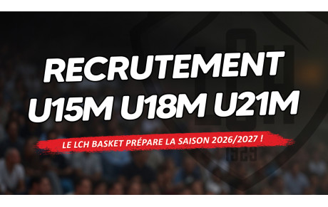 U15M, U18M, U21M : le LCH Basket recrute !